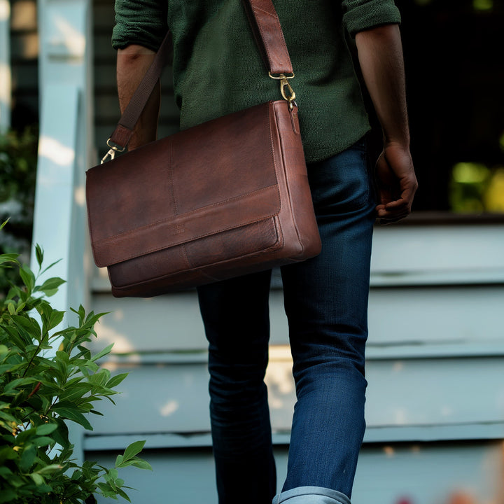 Vintage Handmade Leather Satchel Bag- 15.5 Inch Laptop Messenger Bag, Briefcase Shoulder Bag for Men & Women