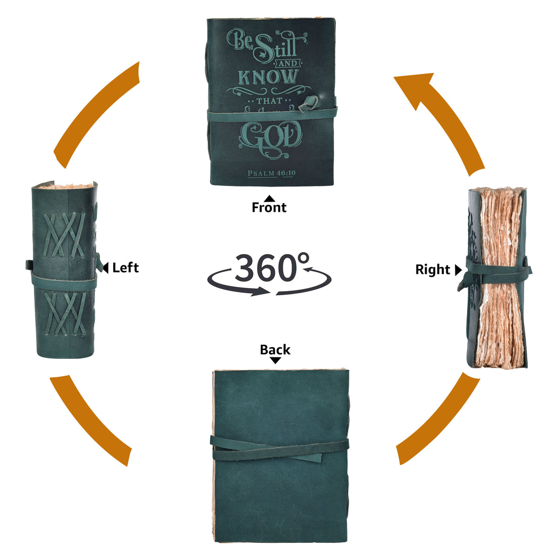 Prayer Journal Psalm 46:10 Embossed Journal Leather Bound Bible Study Journal - 200 Pages Handmade Cotton Deckle Edge Paper for Drawing, Writing & Sketching