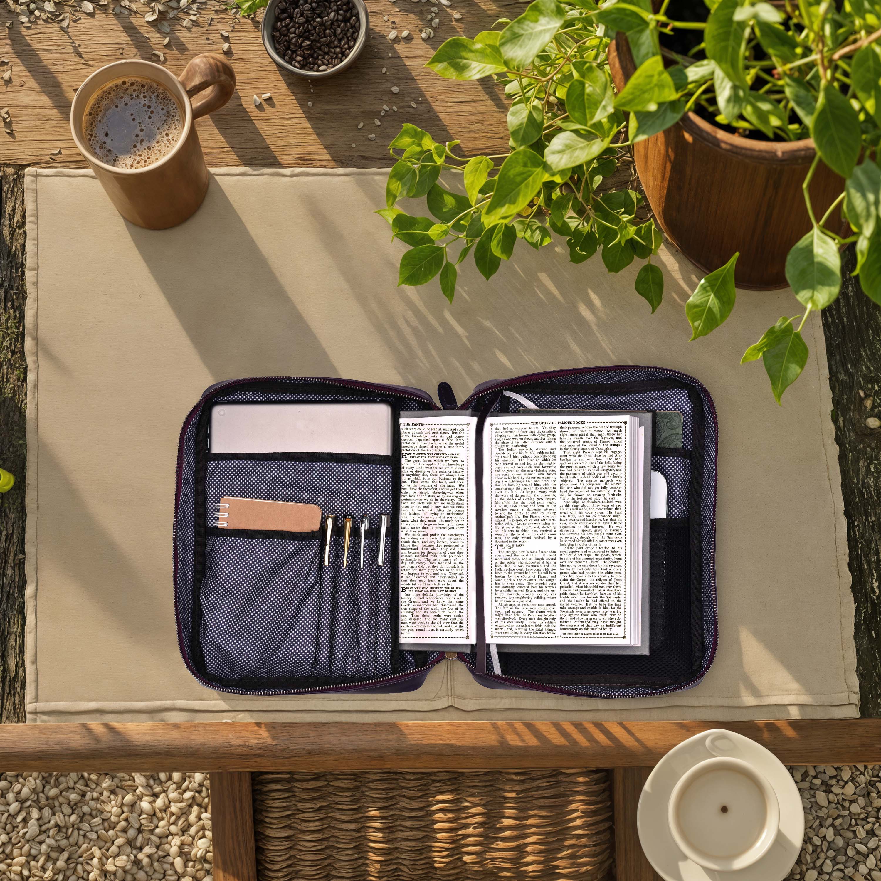 Purple Leather Bible Cover with Zipper - Protective Bible Case Leather Village