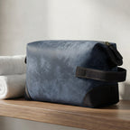 Leather Village Genuine Blue Leather Travel Toiletry Organizer for Men and Women