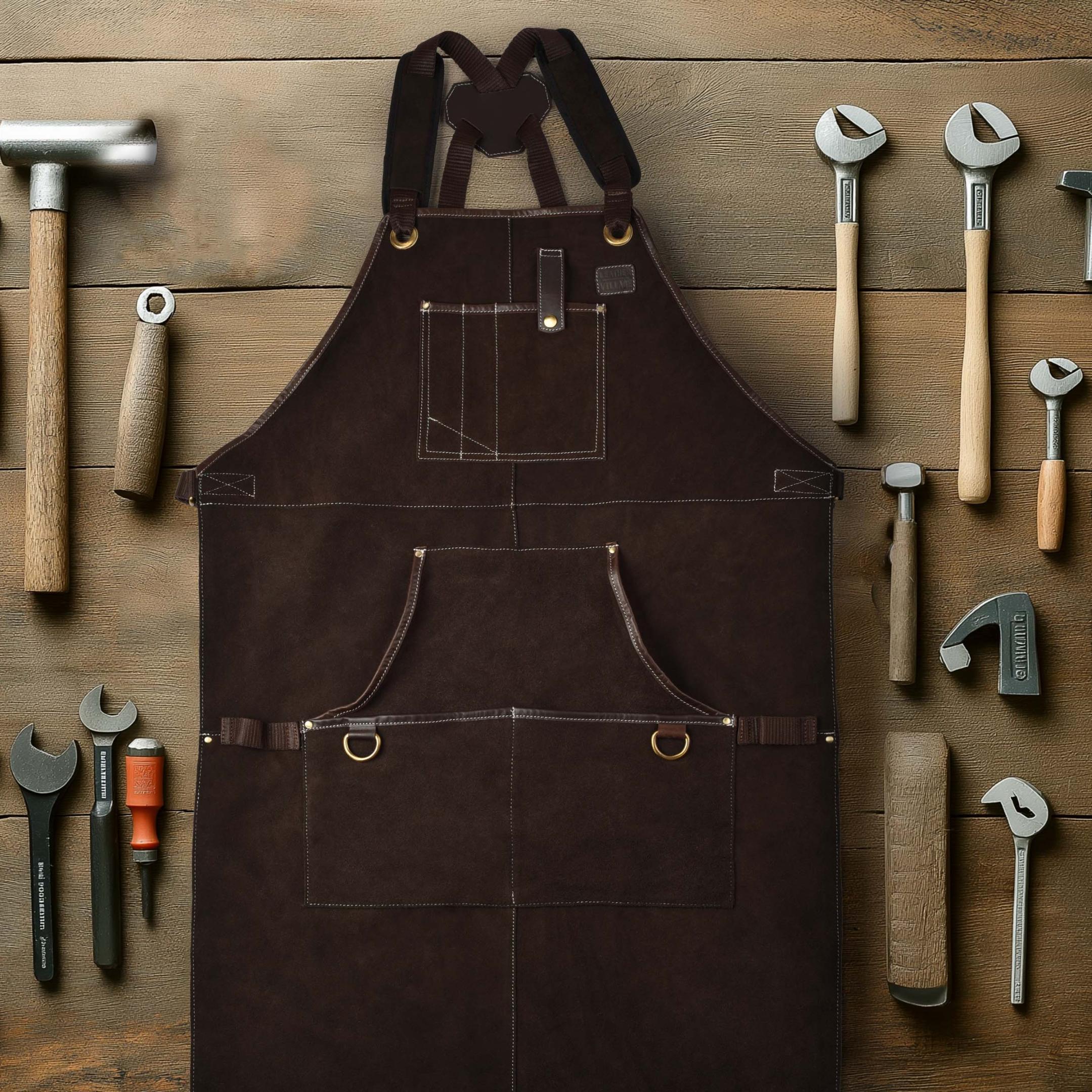 LEATHER VILLAGE - Heavy Duty Woodworking Apron for Men with Tool