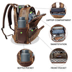 Handcrafted dark brown leather satchel bag for office and travel