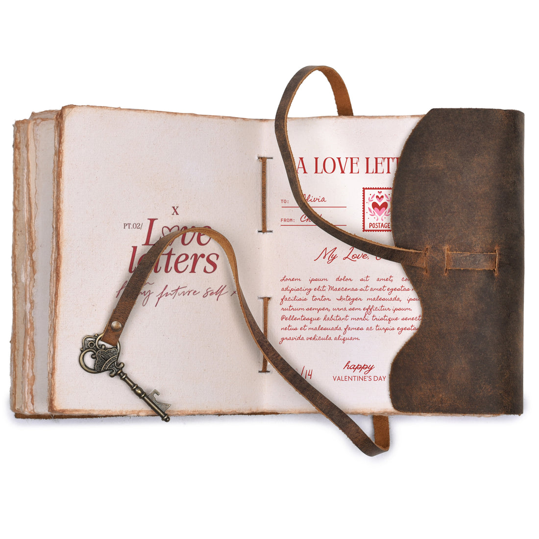 HANDCRAFTED VINTAGE LEATHER JOURNAL WITH ANTIQUE KEY - BOOK OF SHADOWS JOURNAL FOR MEN & WOMEN