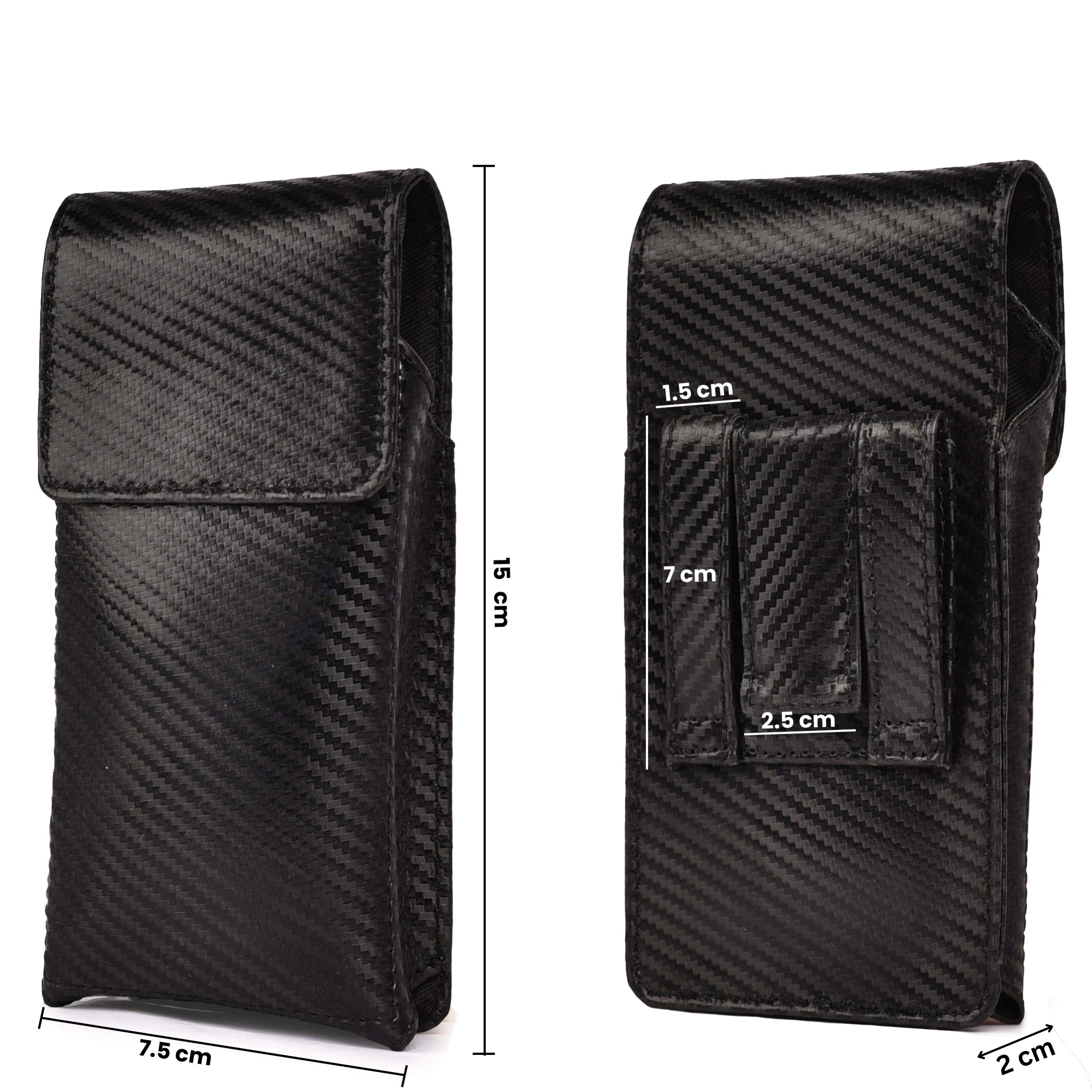 LEATHER VILLAGE Carbon Fiber Genuine Leather Phone Holster with Belt Clip - Available in Black, Brown, Tan