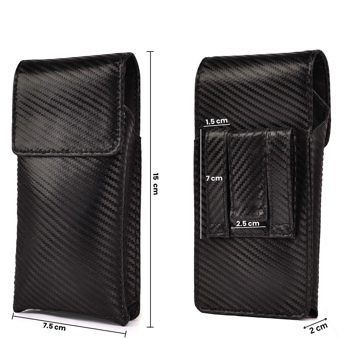 LEATHER VILLAGE Carbon Fiber Genuine Leather Phone Holster with Belt Clip - Available in Black, Brown, Tan