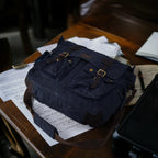 Canvas Messenger Shoulder Bag - Blue