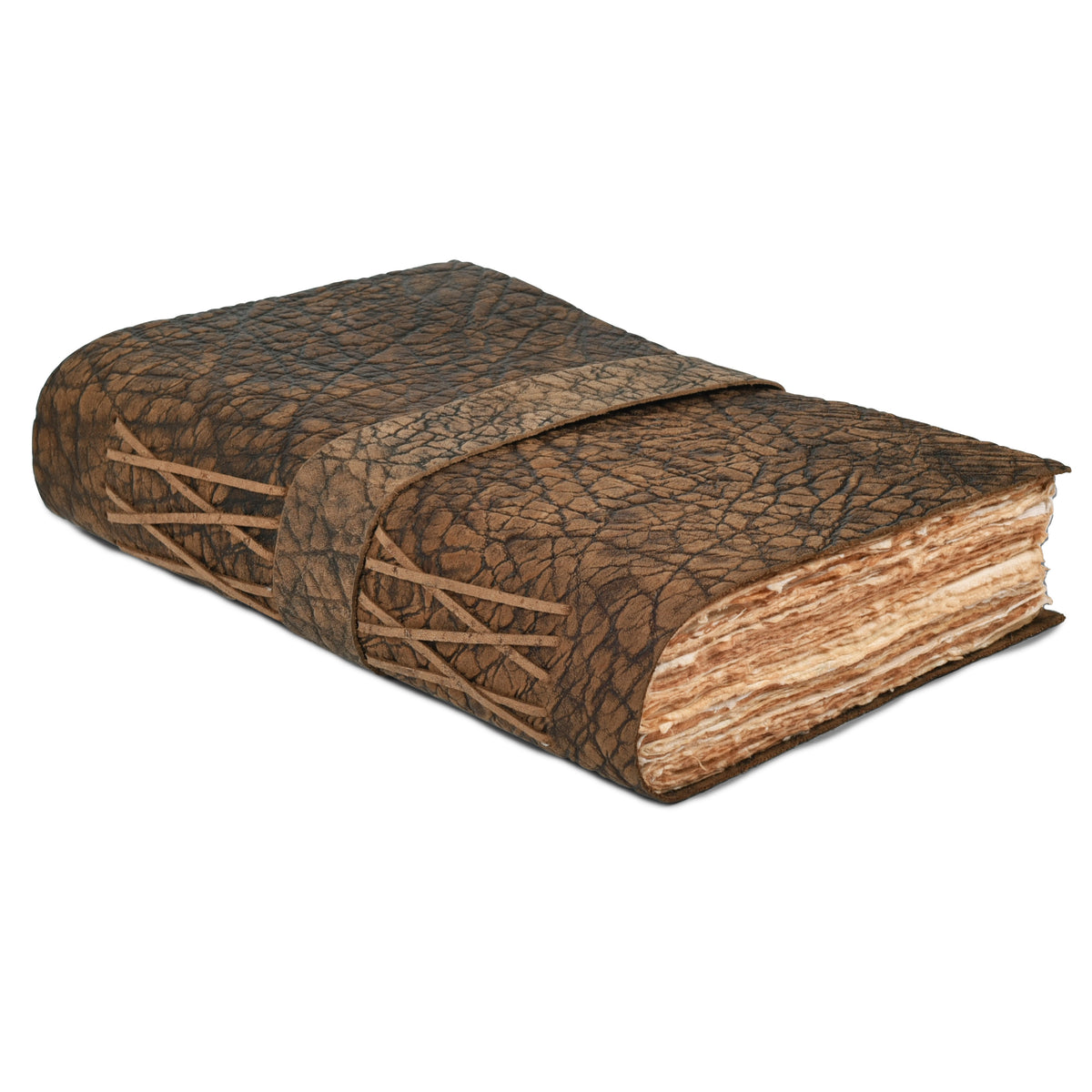 Vintage Journal for Men & Women - Lock Closure - Antique Deckle Handmade Cotton Paper for Drawing, Writing & Sketching- 200 Pages- Distressed Brown