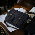 Canvas Messenger Shoulder Bag - Gray