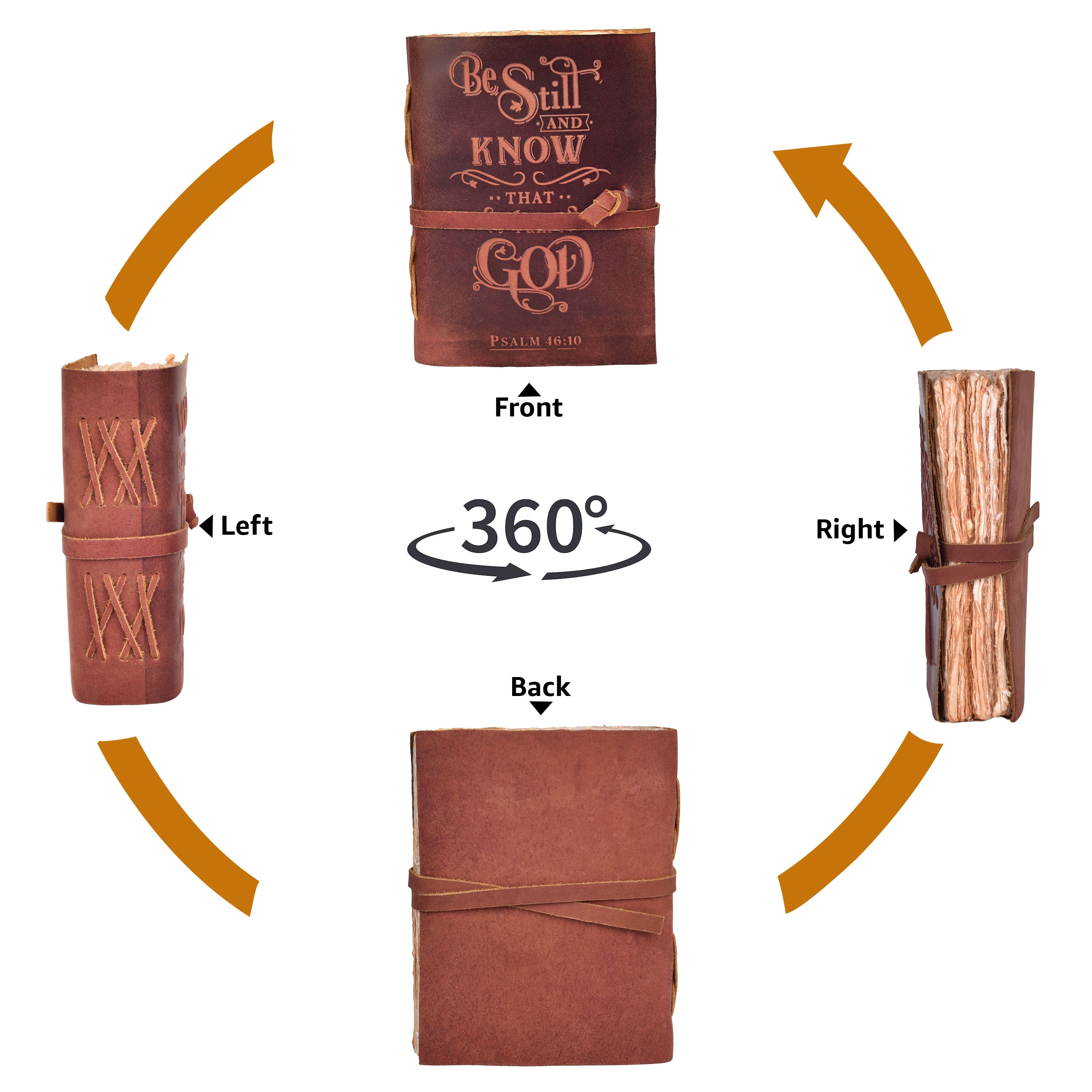 Prayer Journal Psalm 46:10 Embossed Journal Leather Bound Bible Study Journal - 200 Pages Handmade Cotton Deckle Edge Paper for Drawing, Writing & Sketching