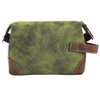 Leather Village Genuine Green Leather Travel Toiletry Organizer for Men and Women