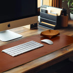 Real Leather Desk Mat for Desktop & Laptop - Tan Leather Village