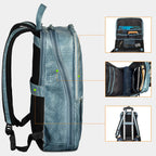 Teal Blue Leather Laptop Backpack for Work & Travel Leather Village