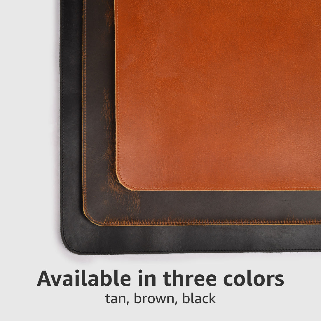 Real Leather Desk Mat for Desktop & Laptop, with Leather Tray & Tea Coaster, 3mm Thick 32''x16'' Genuine Leather Desk Cover-Protector-Blotter