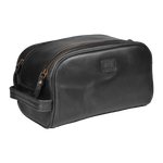 Black Leather Toiletry Bag for Travel