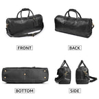 Leather Travel Duffel Bag - Black