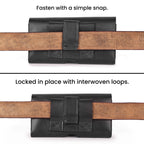 Leather Phone Belt Pouch - Black Leather Village