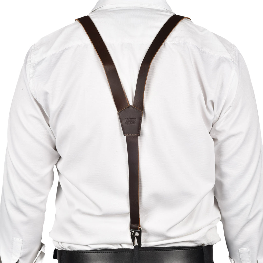 Leather Suspenders for Men & Women Adjustable Y-Back Braces with Snaps Vintage Classic Style for Any Occasion Leather Village