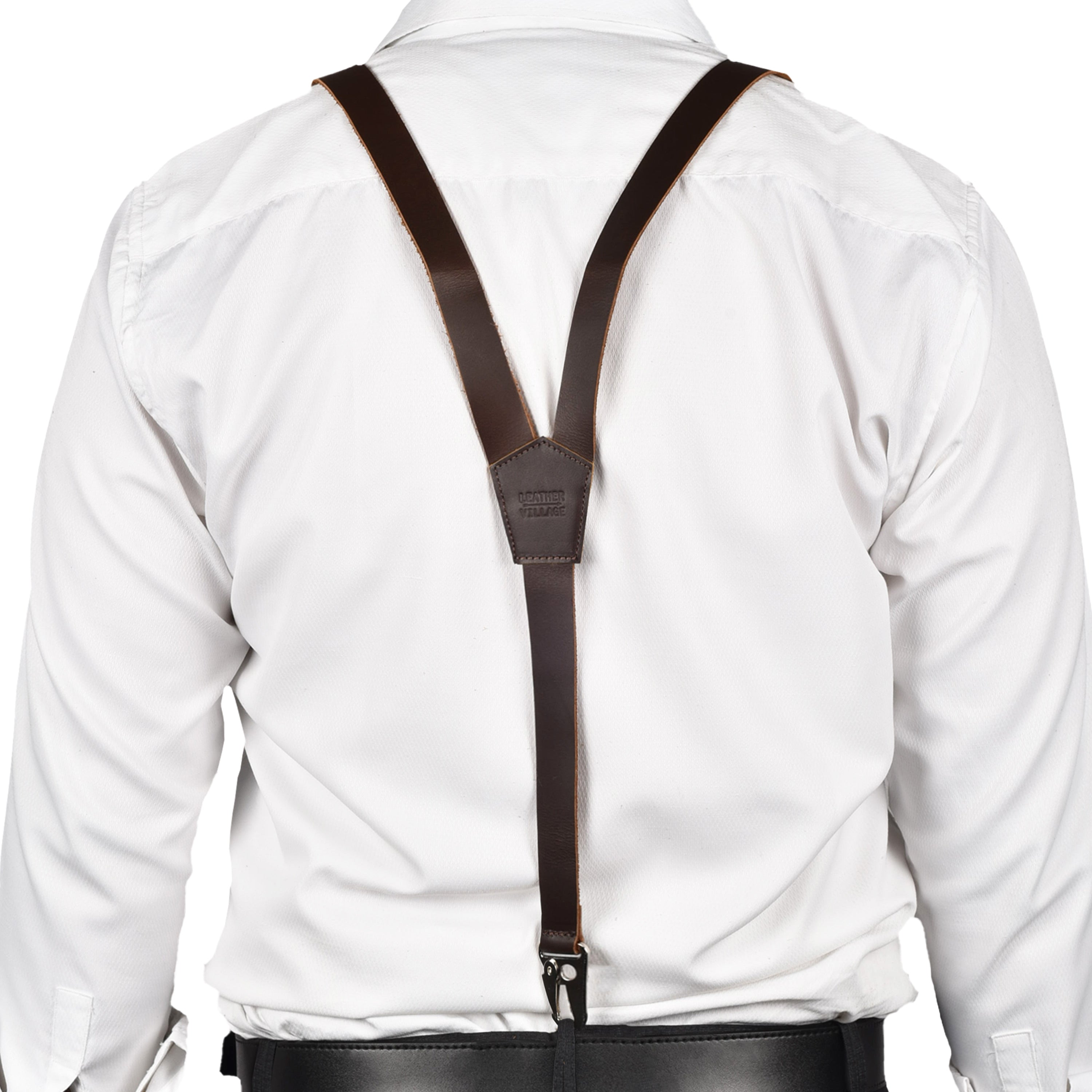 Leather Suspenders for Men & Women Adjustable Y-Back Braces with Snaps Vintage Classic Style for Any Occasion Leather Village