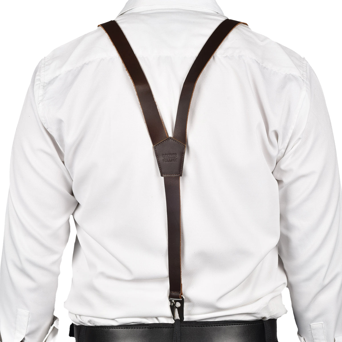 Leather Suspenders for Men & Women Adjustable Y-Back Braces with Snaps Vintage Classic Style for Any Occasion