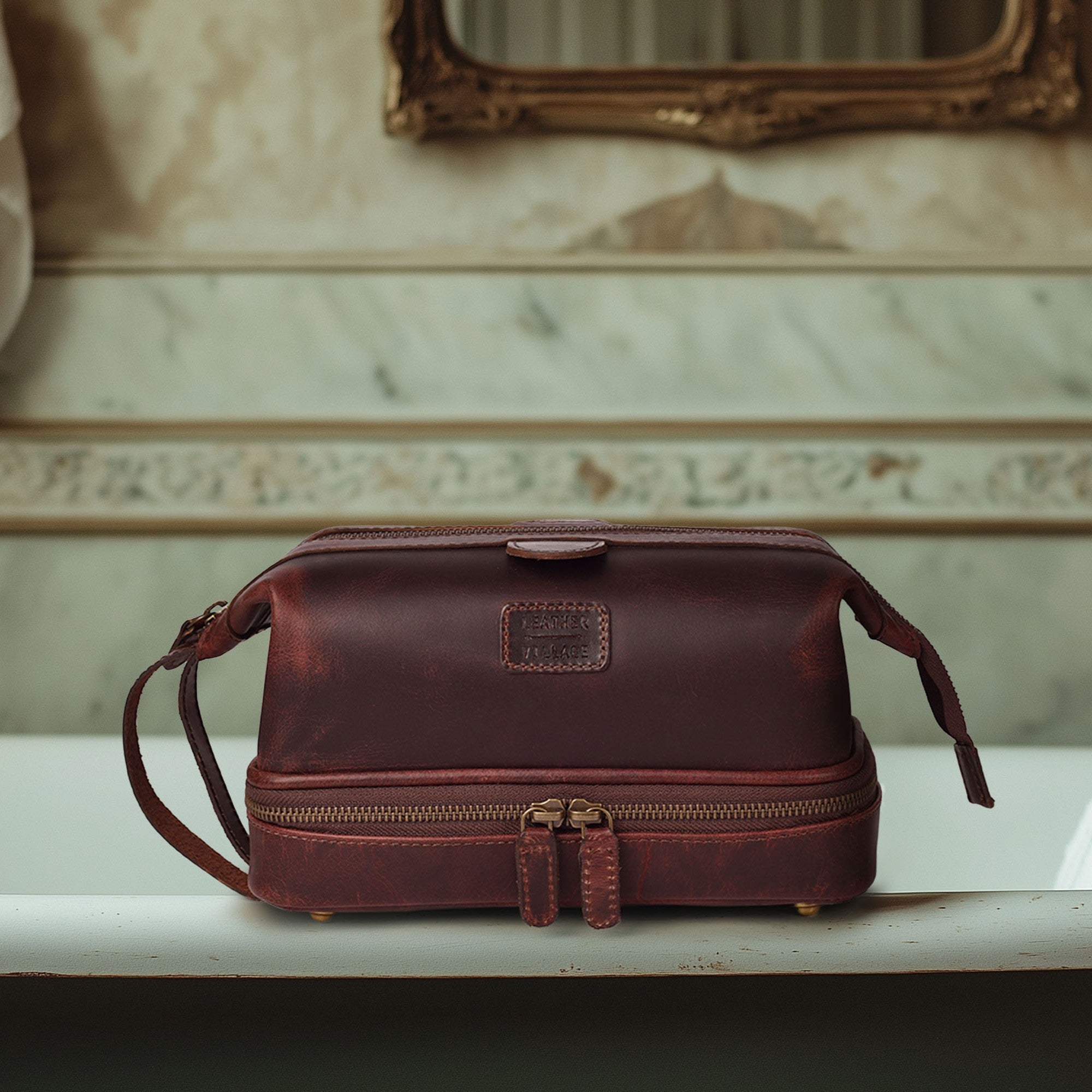 Cherry Leather Dopp Kit – Travel Toiletry Bag