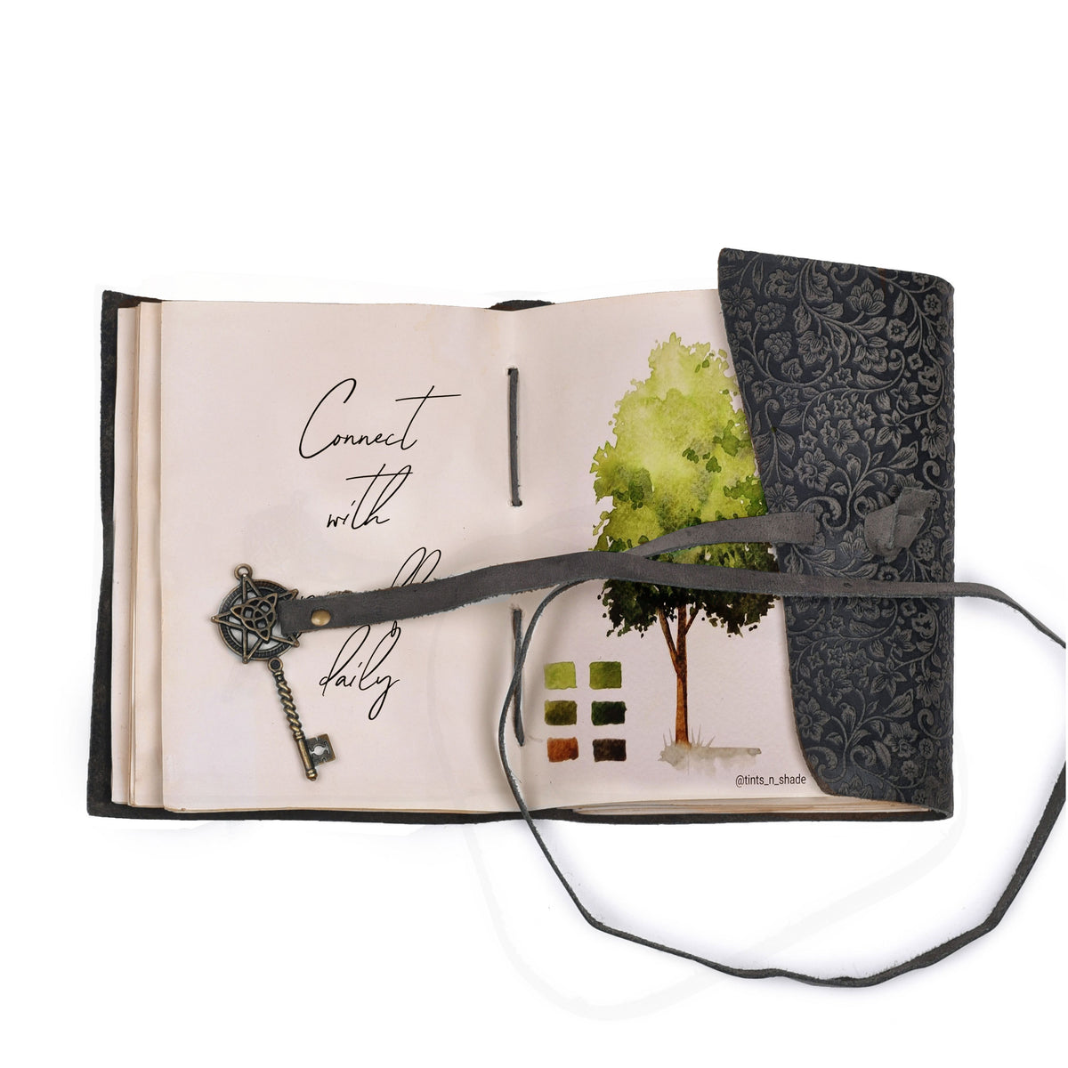 Leather Bound Journal Floral Embossed Notebook - 260 Page- 7"X5"- Vintage Paper Writing Journal Sketchbook