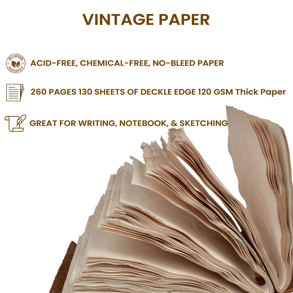 Leather Village handcrafted floral leather journal book