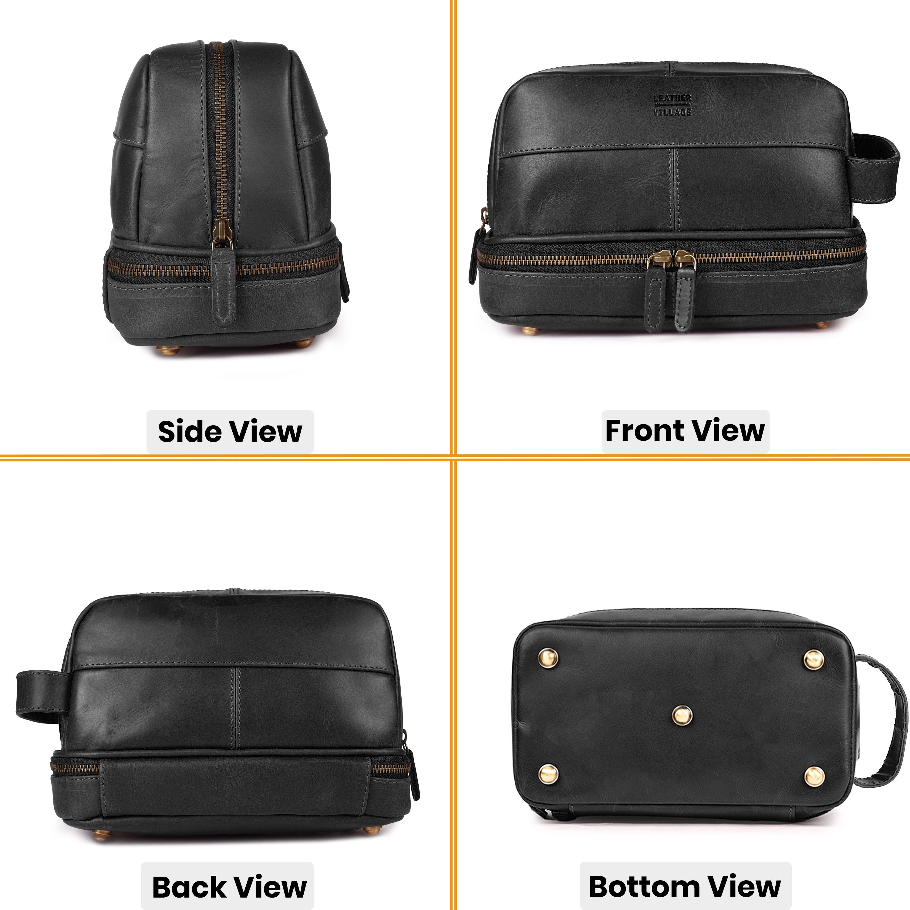Leather Village Genuine Leather Shaving Kit Bag for Travel and Grooming
