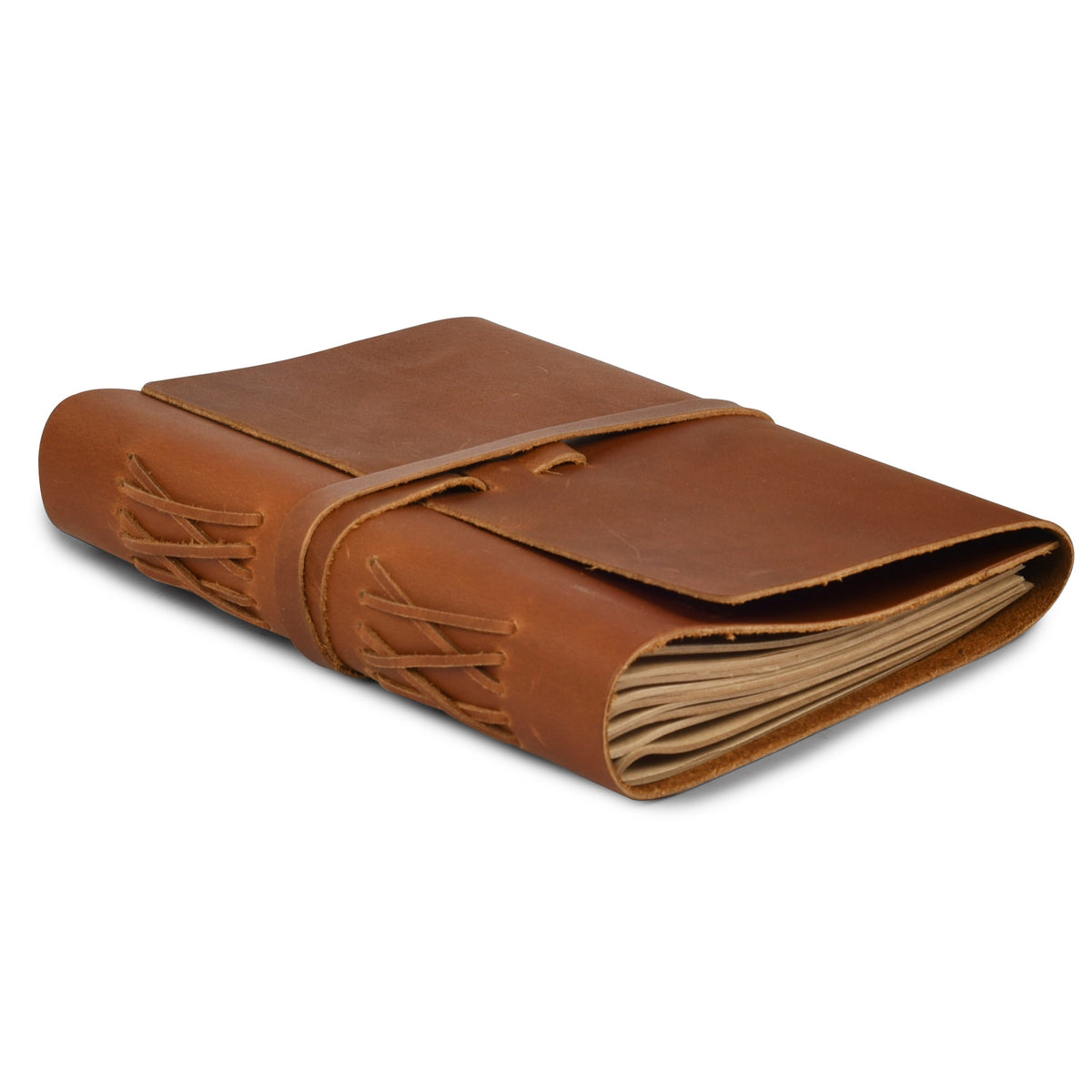 Leather Journal Writing Notebook - Lined Paper 300 Kraft Pages, Rustic Brown - Handmade Genuine Leather Bound Daily Notepad for Men &amp; Women</p>