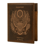 Leather Passport Holder Cover - Distressed Brown