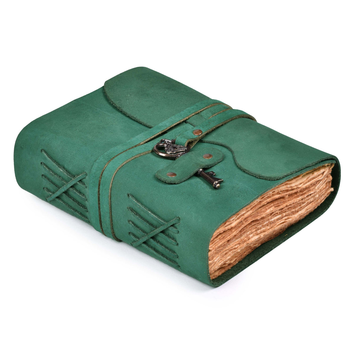 HANDCRAFTED VINTAGE LEATHER JOURNAL WITH ANTIQUE KEY - BOOK OF SHADOWS JOURNAL FOR MEN & WOMEN