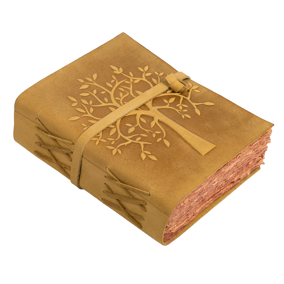 Tree of Life Leather Journal- Yellow
