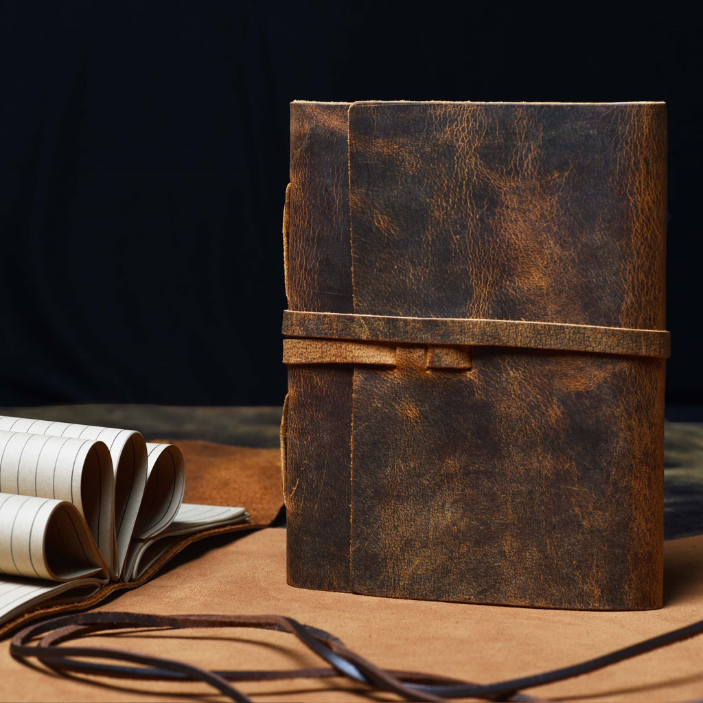 Leather Journal Kraft Lined Paper-Distressed Brown Leather Village