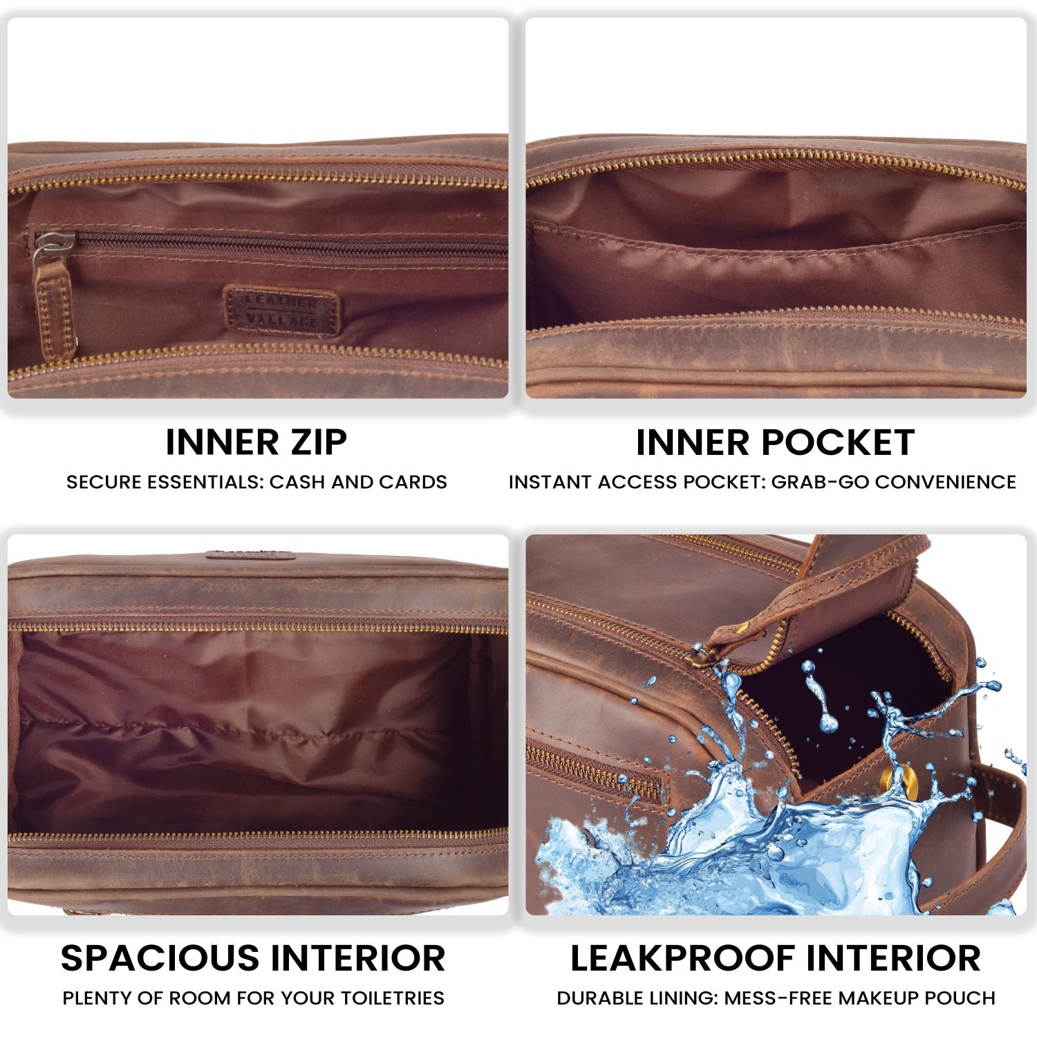 classic roomy toiletry bags for travel Distressed Brown Leather Toiletry Bag for Travel