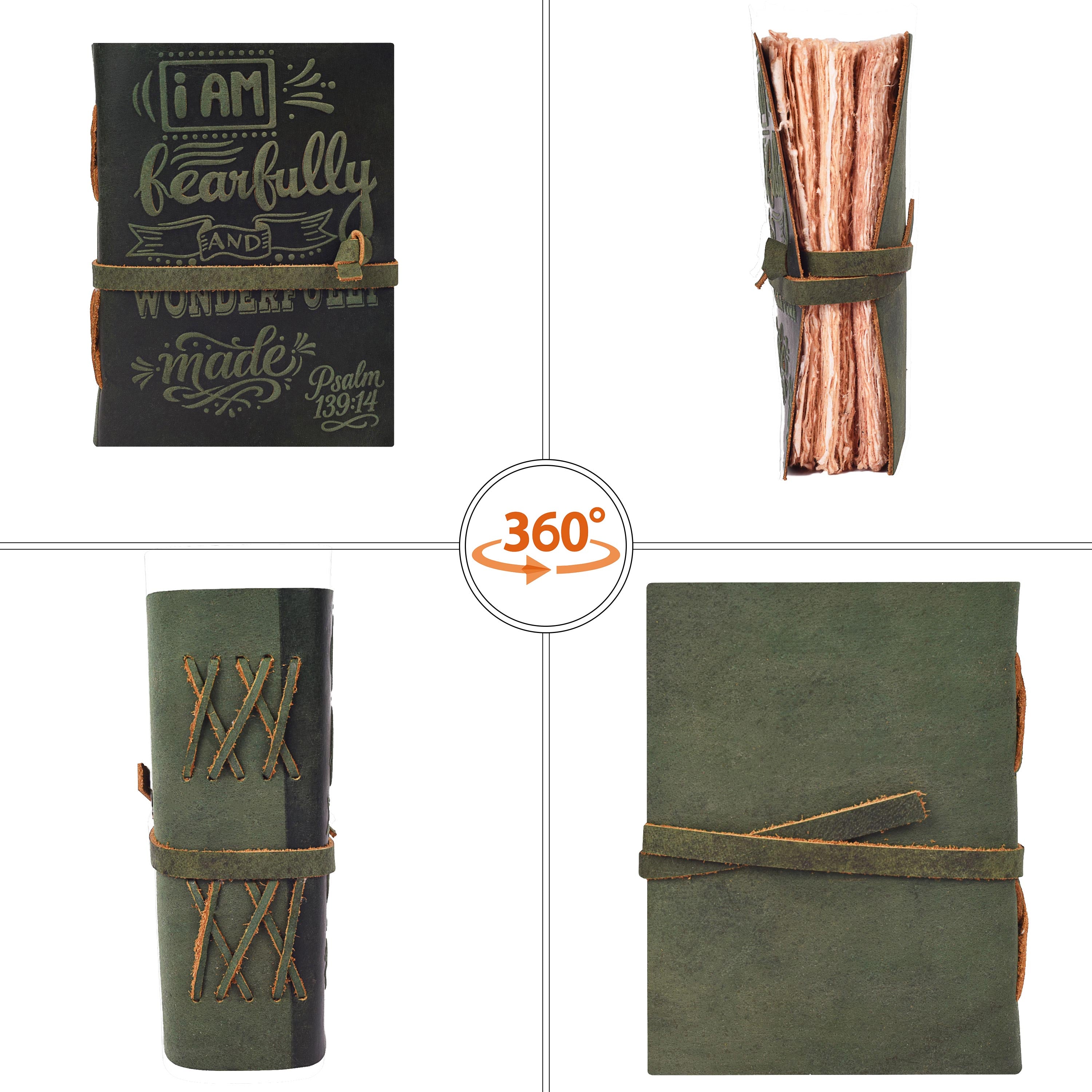 Handmade Leather Bound Bible Journal for Men & Women – Green