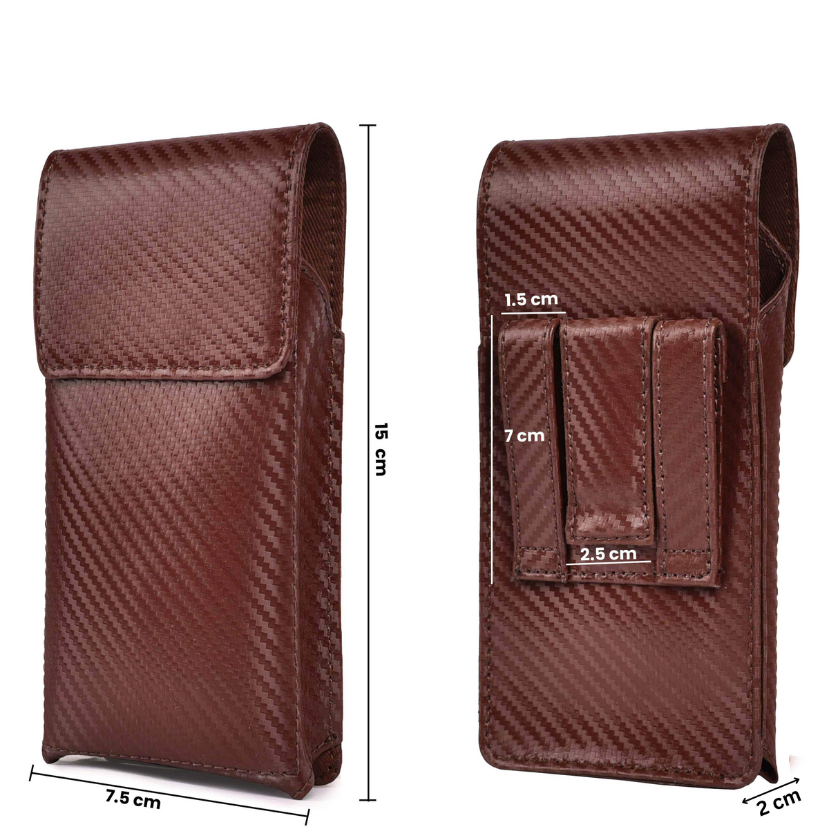 LEATHER VILLAGE Carbon Fiber Genuine Leather Phone Holster with Belt Clip - Available in Black, Brown, Tan