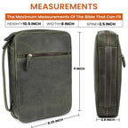 Olive Leather Bible Cover with Zipper - Protective Bible Case Leather Village