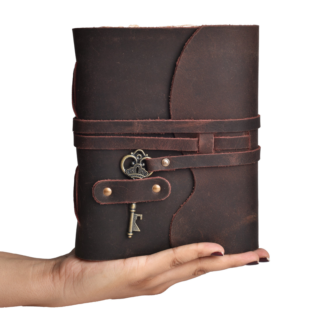 HANDCRAFTED VINTAGE LEATHER JOURNAL WITH ANTIQUE KEY - BOOK OF SHADOWS JOURNAL FOR MEN & WOMEN