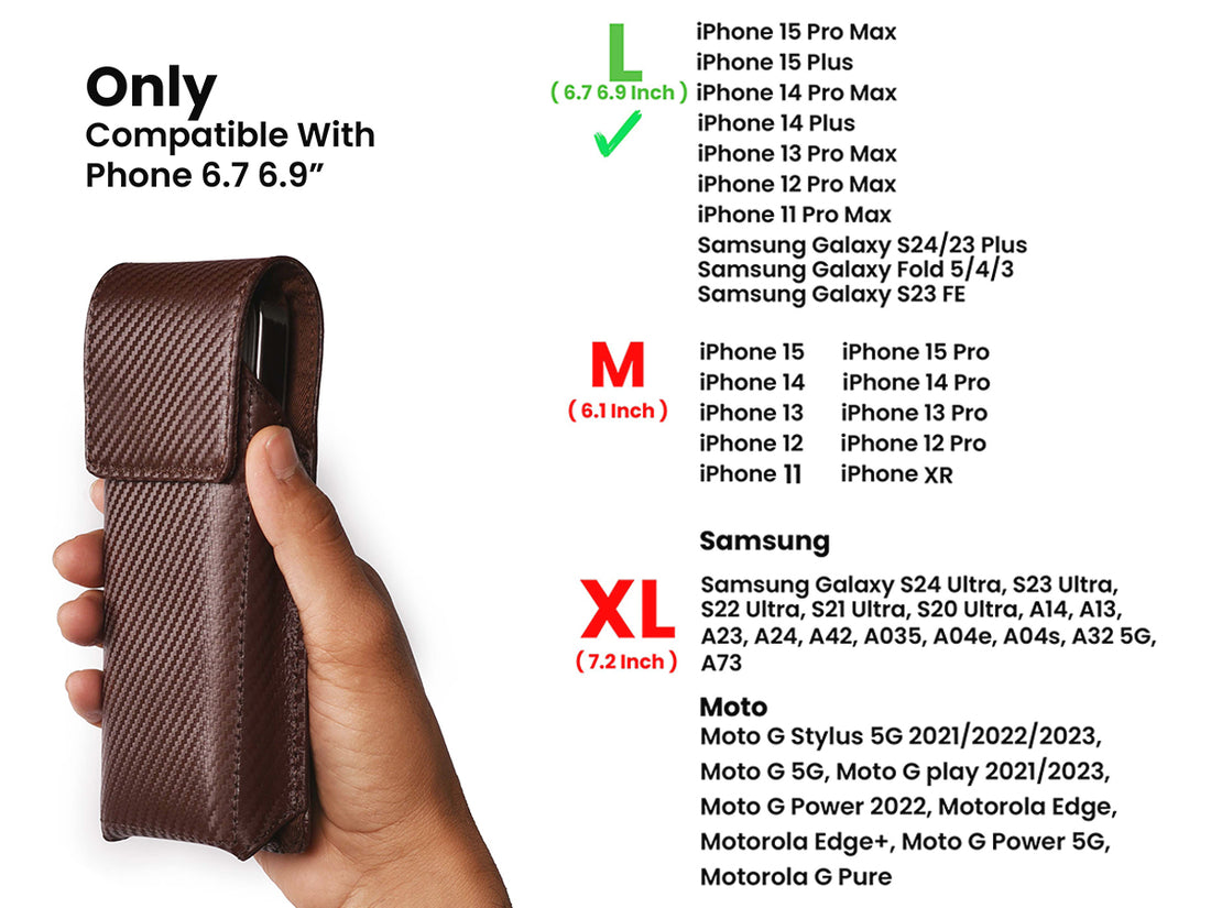 Genuine Carbon Leather Phone Holster - Brown