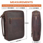 Rustic dark brown leather Bible cover for travel and worship
