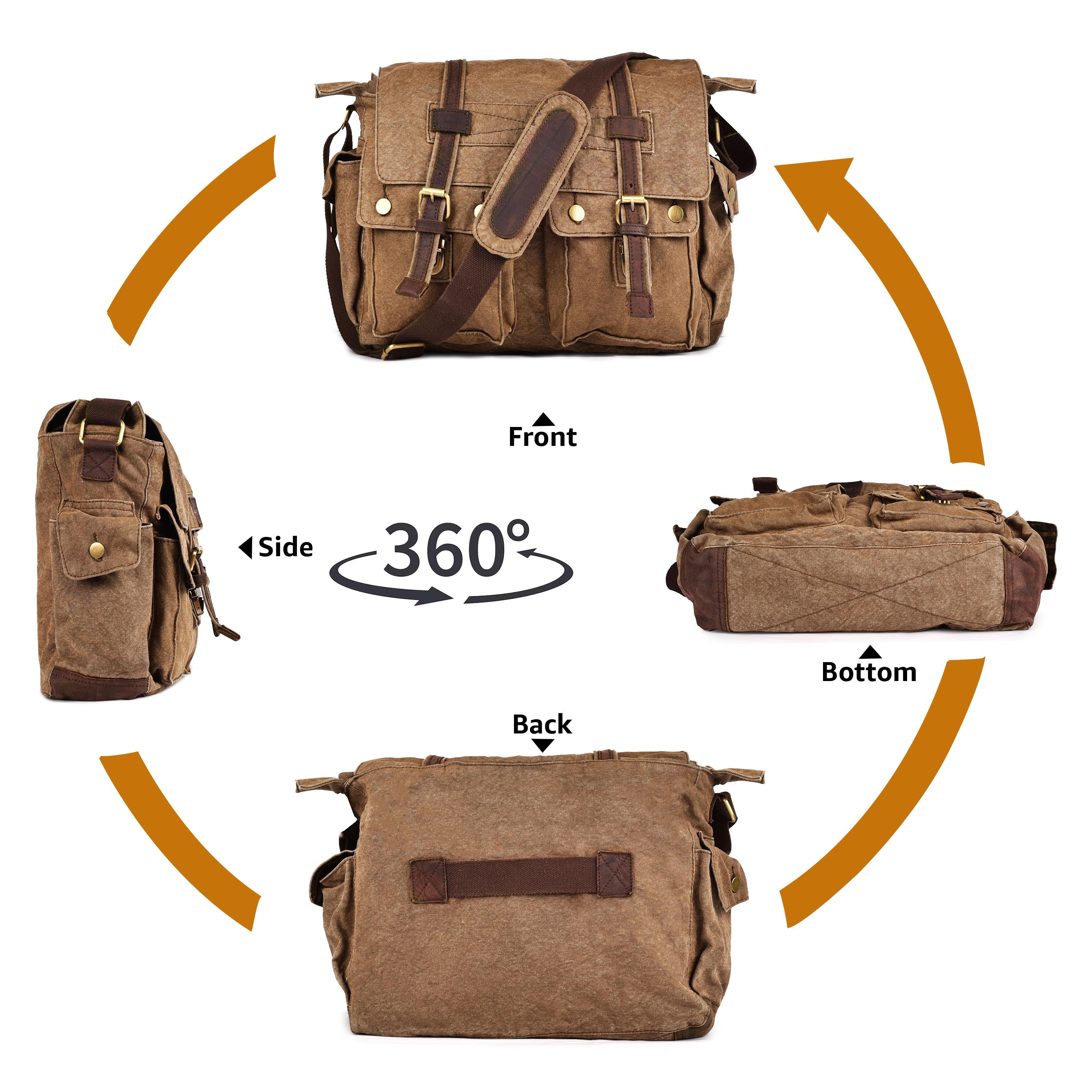 Canvas Messenger Shoulder Bag - Tan
