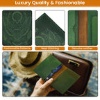 Leather Village green handcrafted leather travel passport case