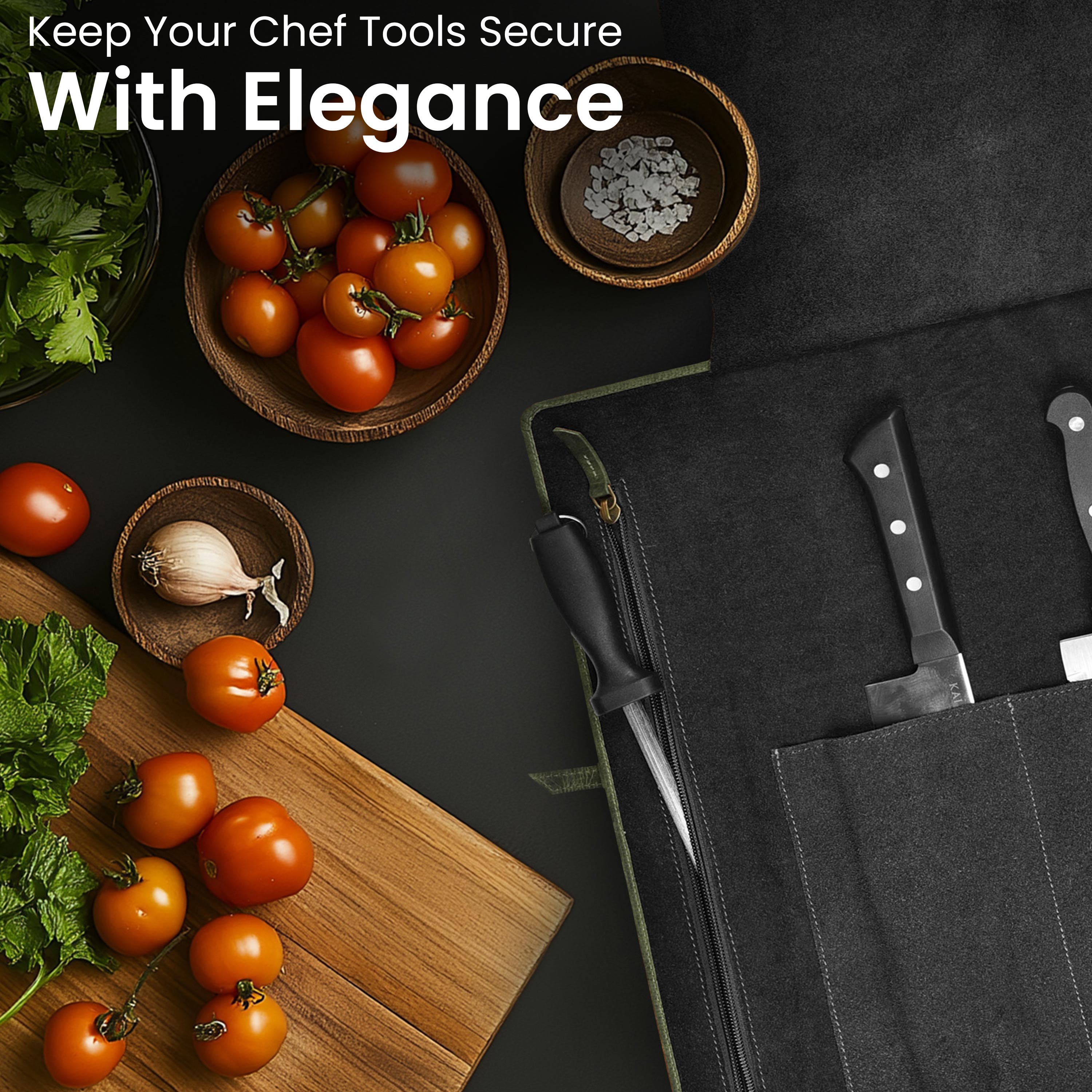 Genuine Leather Knife Roll Case - Olive Leather Village