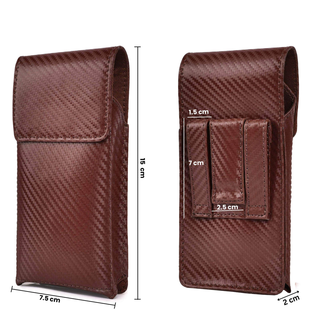 Genuine Carbon Leather Phone Holster - Brown Leather Village