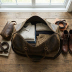 Leather Travel Duffel Bag - Mud