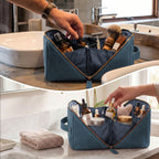 Leather Travel Cosmetic Bag for Women - Blue