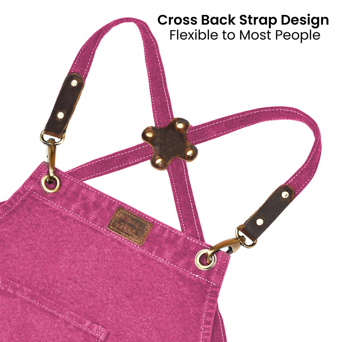 Chef Aprons for Men Women with Large Pockets, Cotton Canvas Cross Back Adjustable Work Apron, Size M to XXL