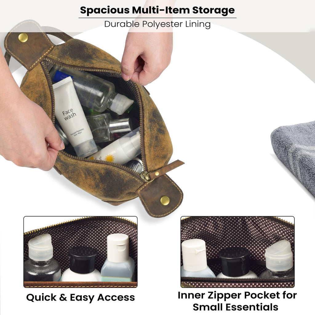 Leather Vintage Travel Toiletry Bag