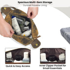 Leather Village Premium Brown Leather Dopp Kit with Waterproof Interior Lining