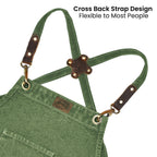 Canvas Cross-Back Work Apron for Men - Green
