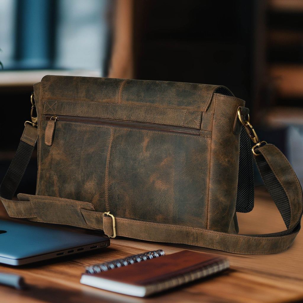Handmade Vintage Leather Messenger Bag - Brown Leather Village